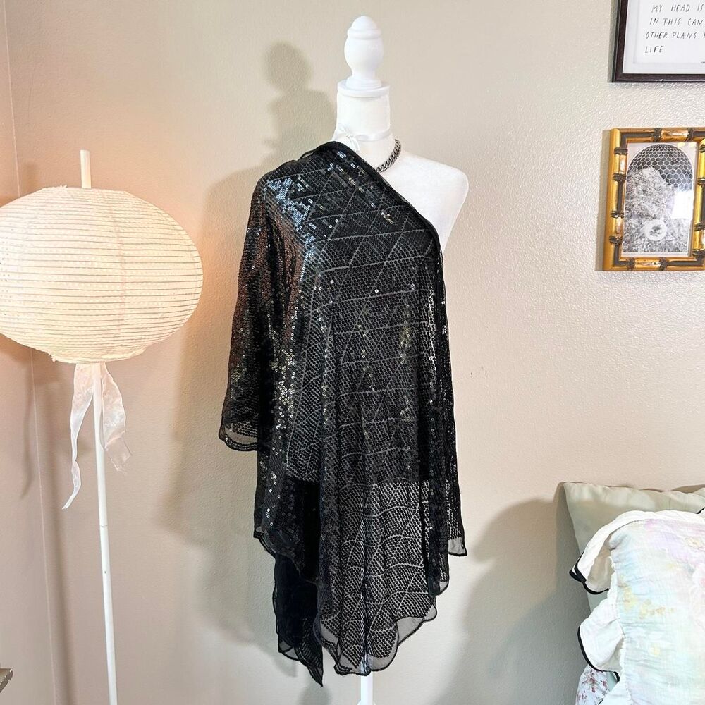 Black sequin glamorous formal shawl